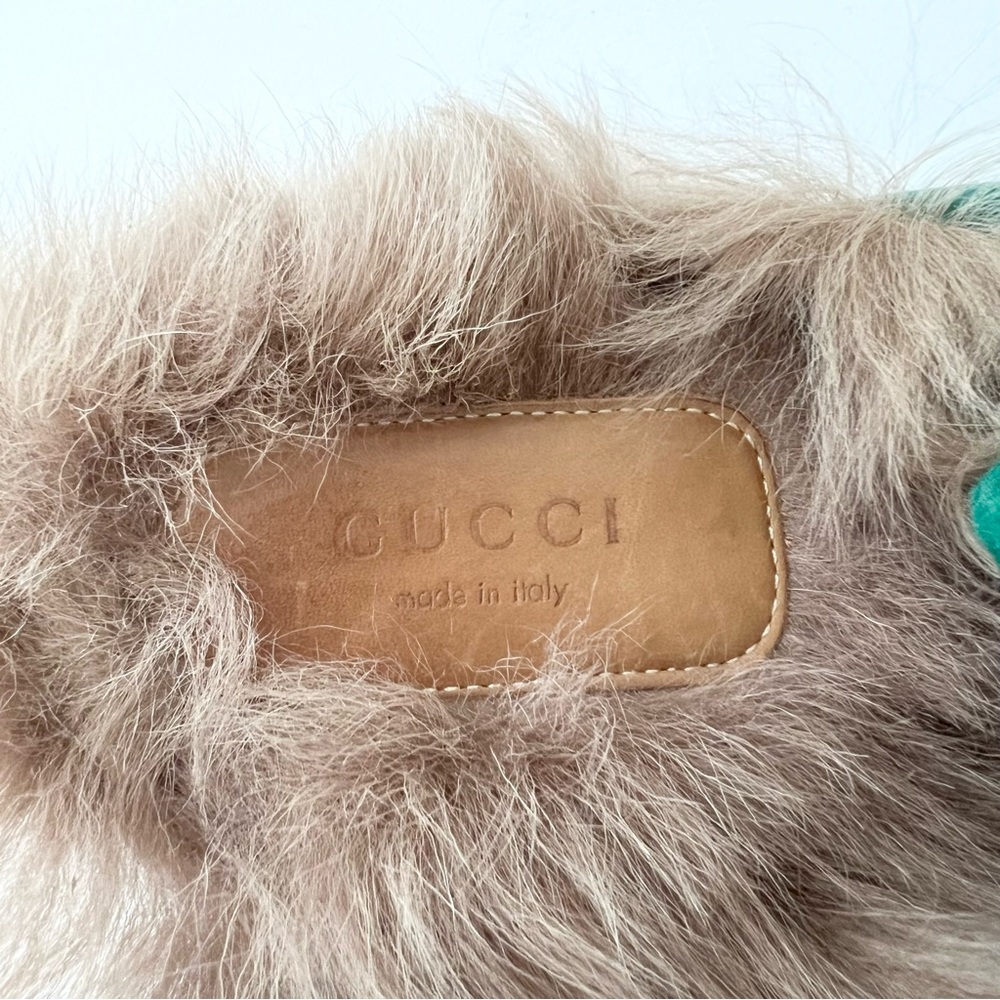GUCCI | Princetown Fur Horsebit Green Emerald Velvet Velour Mule Slipper Flat - Picture 8 of 11